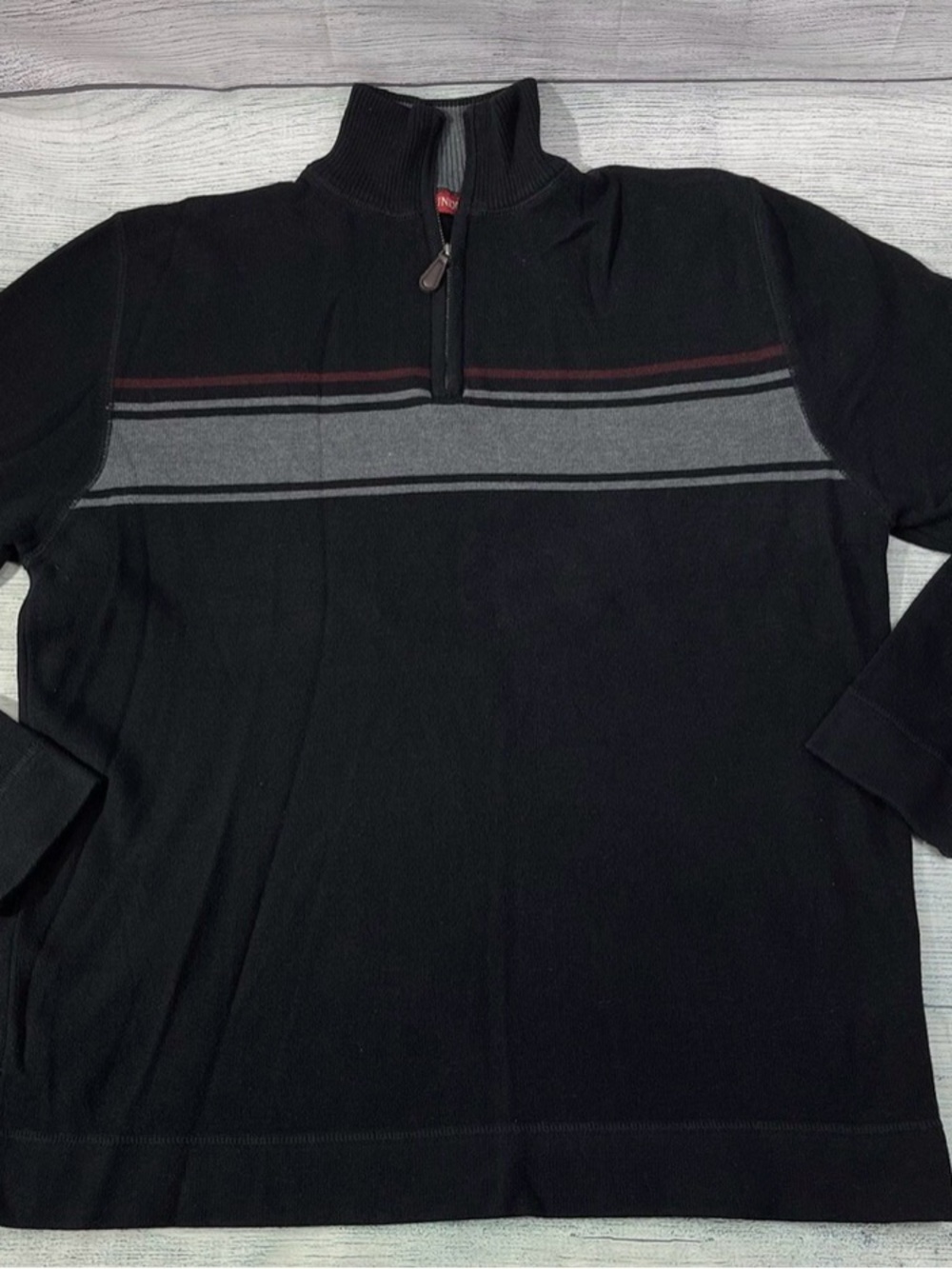 Reunion Retro High Neck 1/4 Zip Black Knit Sweater Pullover Men's Size XL Casual